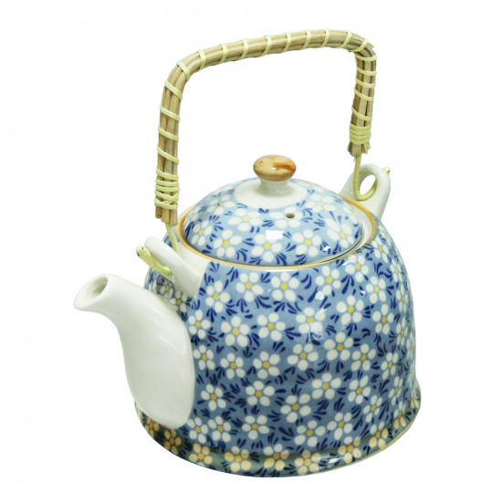 Чайник керамический с металлическим ситом "Домашний" синий