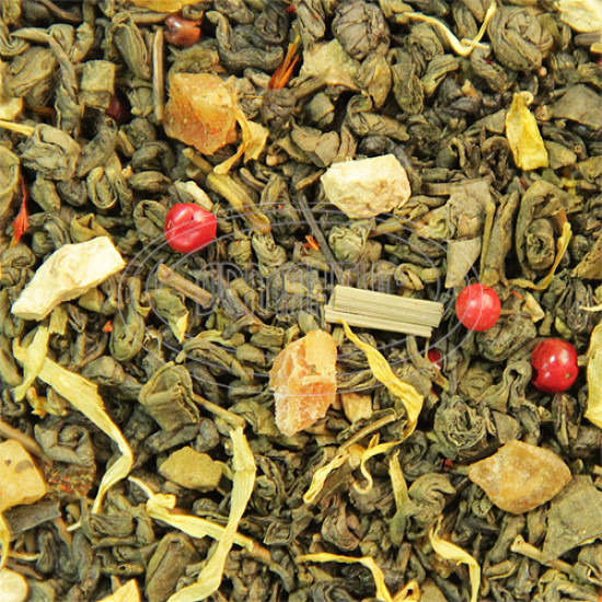 Зеленый чай ароматизированный Османтус с имбирем, 100 грамм