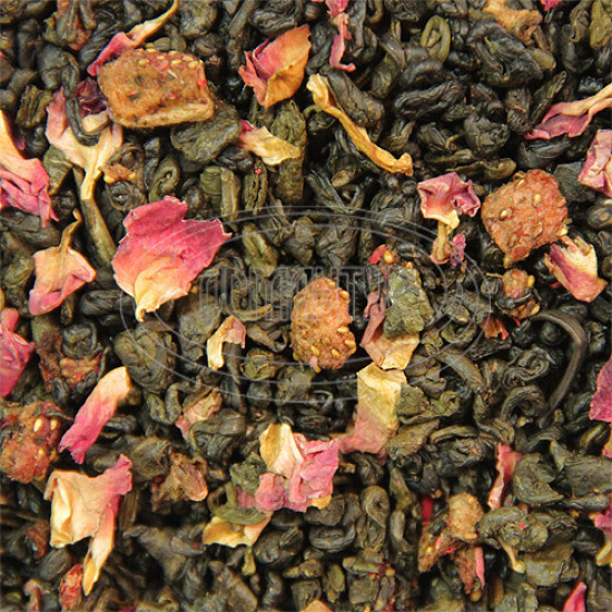 Зелений чай ароматизований Османтус "Суниця з вершками", 100 грам